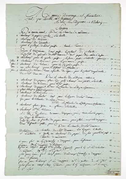 MAITRE TAPISSIER - “MÉMOIRE d’ouvrages et...