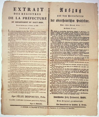 HAUT-RHIN. 1805. “Extrait des Registres de...