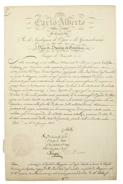 CHARLES ALBERT, Duc de Savoie et de Genève...