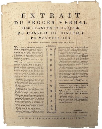 HÉRAULT. « Extrait du procès-verbal des séances...