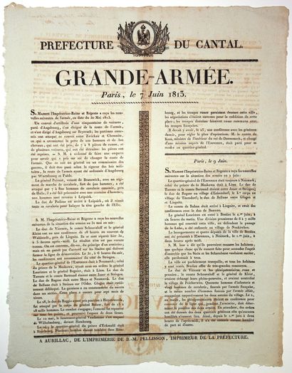 CANTAL. 1813. GRANDE ARMÉE. Paris le 7 Juin...