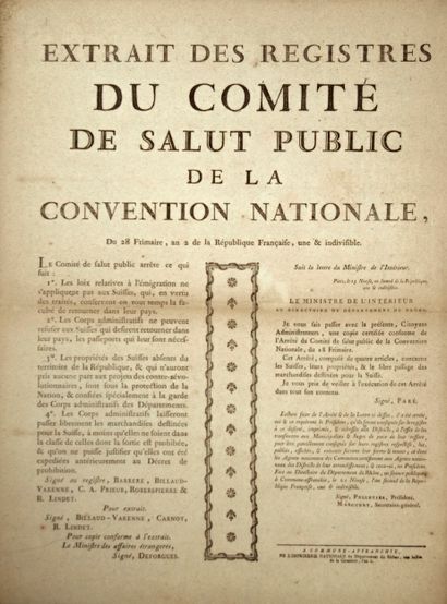 LES SUISSES. 1793 : LE COMITÉ DE SALUT PUBLIC...
