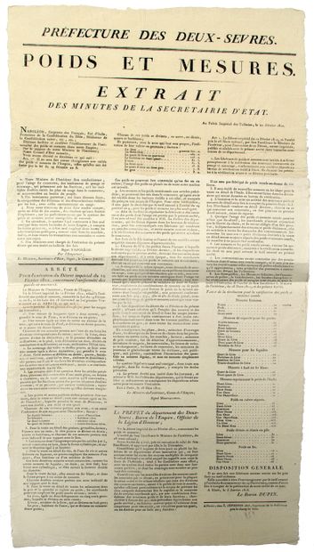 DEUX-SÈVRES. 1813. « POIDS et MESURES »....