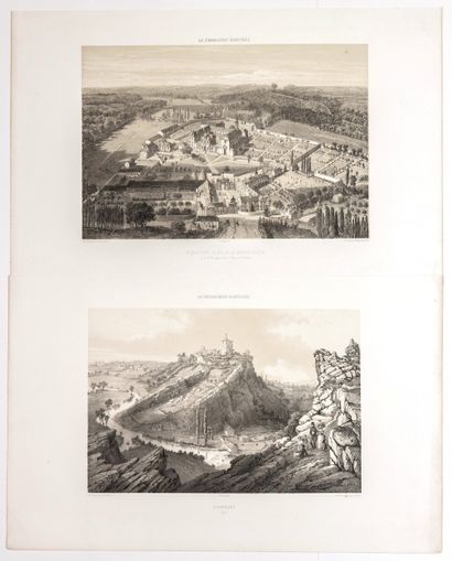 ORNE. 2 Lithographies de « La Normandie illustrée....