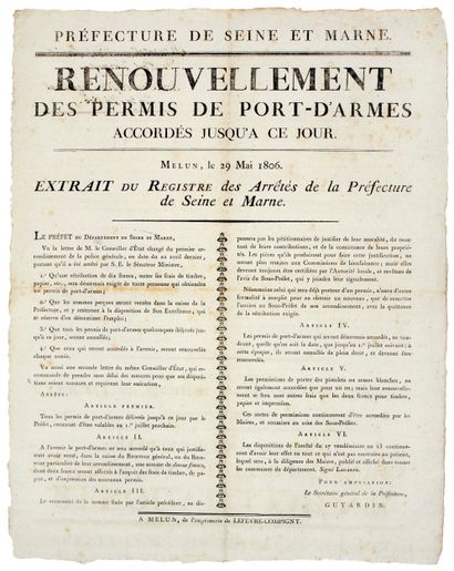 SEINE ET MARNE. 1806. “Renouvellement des...