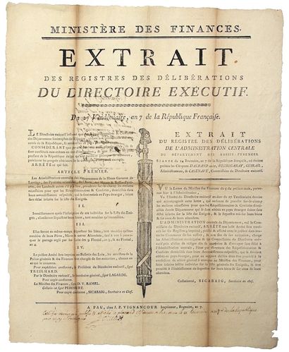 PYRÉNÉES-ATLANTIQUES. 1798. Extrait des délibérations...