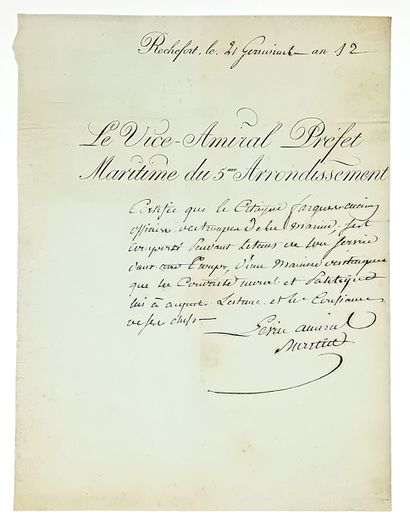 Pierre MARTIN, Comte, Vice-Amiral (Louisbourg/...