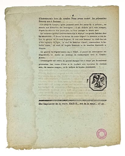 “Neuvième BULLETIN DE L’ARMÉE D’ITALIE.”...