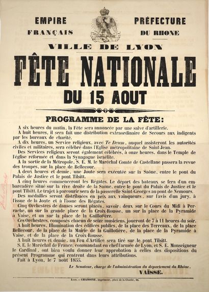 FÊTE DE LA SAINT NAPOLÉON À LYON 1855 (PROTESTANTISME...