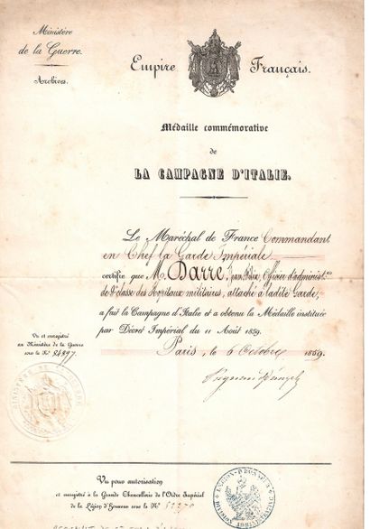 PAPIERS MILITAIRES de Mr DARRÉ (Jean-Félix-Osmin)...