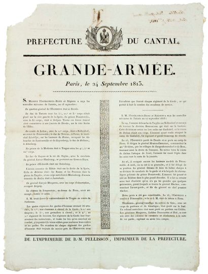 CANTAL. 1813. GRANDE ARMÉE. Paris, 24 Septembre...