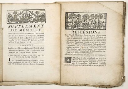 CHIRURGIENS du ROI. LILLE (Nord). 2 imprimés...