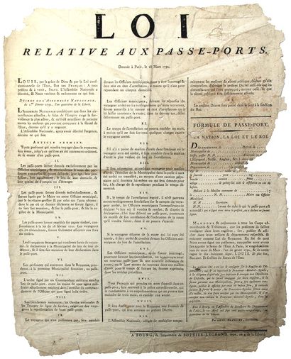 1792. AIN. « LOI relative aux PASSEPORTS...