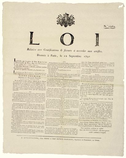 RÉVOLUTION. 1791. CHARENTE. “Loi relative...