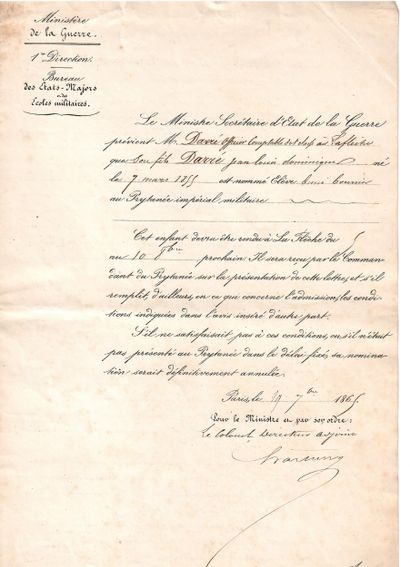 PAPIERS MILITAIRES de Mr DARRÉ (Jean-Félix-Osmin)...
