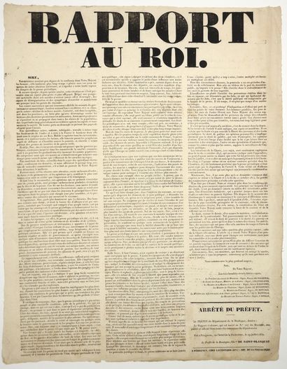 CHARLES X. 1830. “RAPPORT AU ROI” de ses...