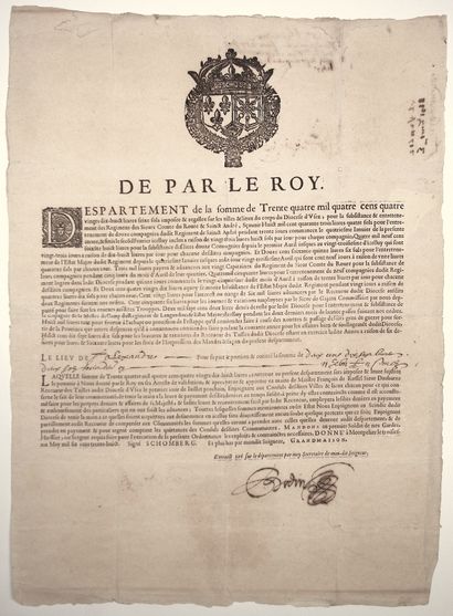 GARD. 1638. LANGUEDOC. « DESPARTEMENT (répartition)...
