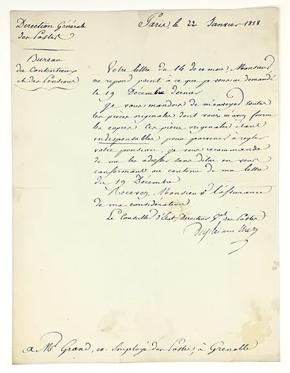 POSTE. Charles DUPLEIX DE MÉZY (1766 – 1835)...