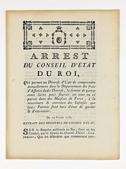 UZÈS (GARD). MAISON DE FORCE. “Arrest du...