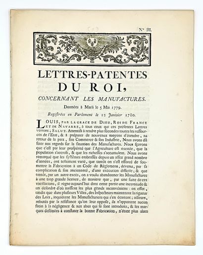LILLE (Nord). MANUFACTURES. “Lettres-Patentes...