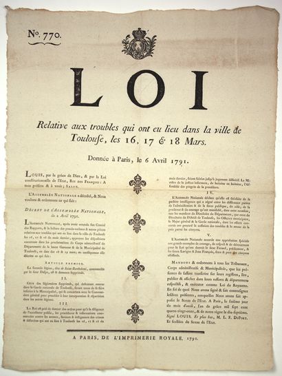 RÉVOLUTION. TROUBLES DE TOULOUSE (Haute-Garonne)....