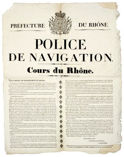 RHÔNE 1825. « POLICE DE NAVIGATION ; Cours...