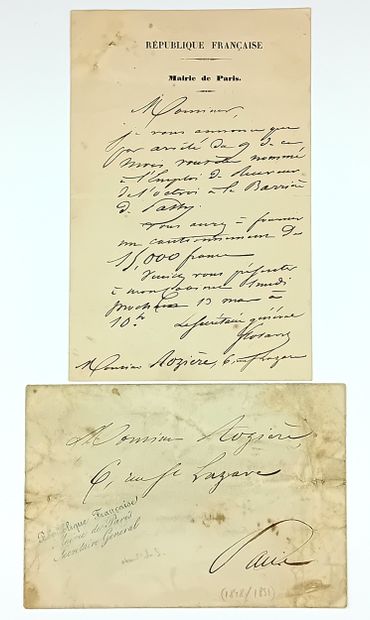 BARRIÈRE DE PARIS. DOUANE. Lettre du Secrétaire...