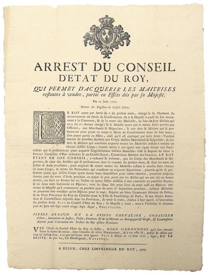 BOURGOGNE et BRESSE. 1727. EFFETS DUS À SA...