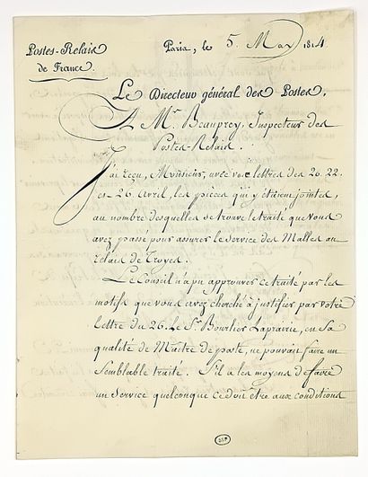AUBE. « POSTES-RELAIS de FRANCE. » Lettre...