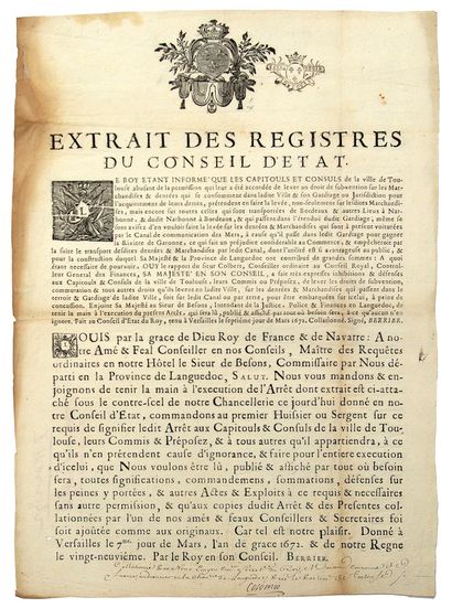 TOULOUSE (Haute-Garonne). 1672. DROIT DE...