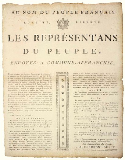 RÉVOLTE DE LYON. 1794. REVERCHON et DUPUY...