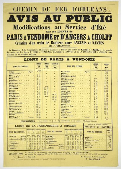 « CHEMIN DE FER D’ORLÉANS. » 1867 : « Avis...