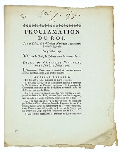 ARMÉE NAVALE. RÉVOLUTION. - “Proclamation...