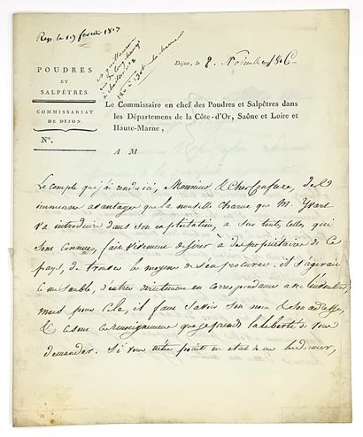 DIJON (Côte d’Or) 8 Novembre 1806. Lettre...