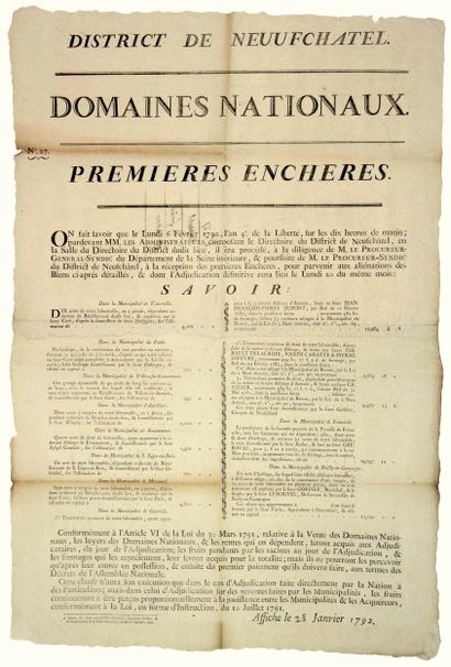 SEINE MARITIME. 1792. District de NEUFCHÂTEL...