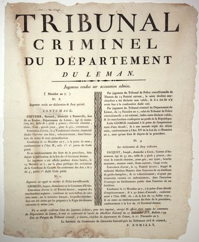 SUISSE et HAUTE-SAVOIE. 1799. « TRIBUNAL...