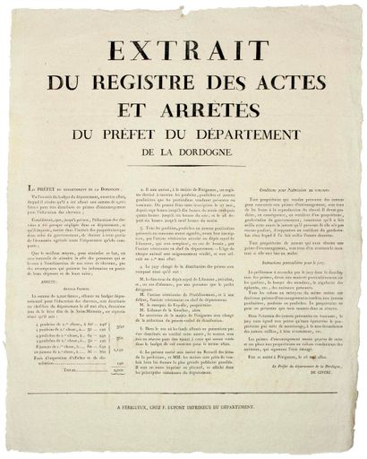 DORDOGNE. 1821. ENCOURAGEMENT POUR L’ÉDUCATION...
