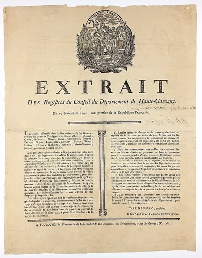 HAUTE-GARONNE. 1792. AGENTS DE CHANGE OU...