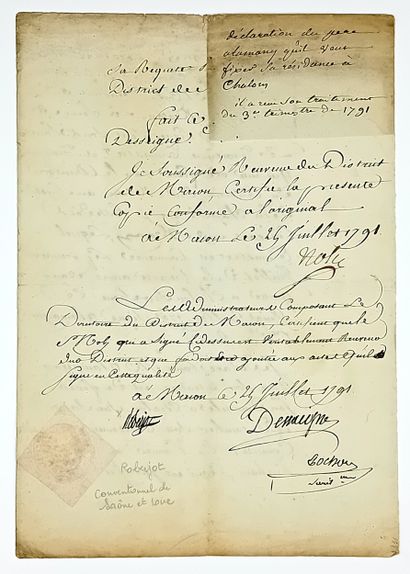 Claude ROBERJOT (1752- Guillotiné 1799) Ecclésiastique,...