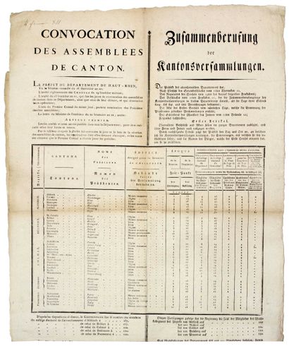 HAUT-RHIN. 1803. BONAPARTE. “CONVOCATION...