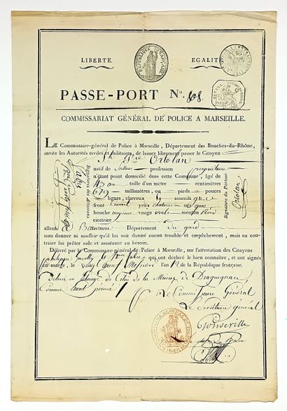 BOUCHES-DU-RHÔNE. PASSEPORT délivré par le...