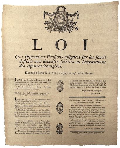 ILLE ET VILAINE. 1792. “Loi qui suspend les...