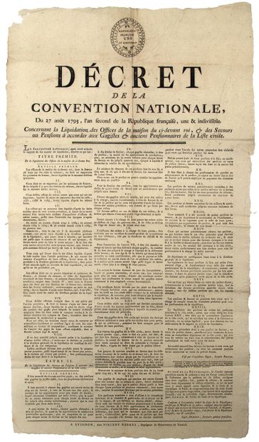 VAUCLUSE. 1793. LIQUIDATION DE LA MAISON...