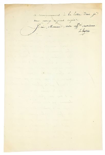 César Henri comte de LA LUZERNE (Paris 1737-1799)...