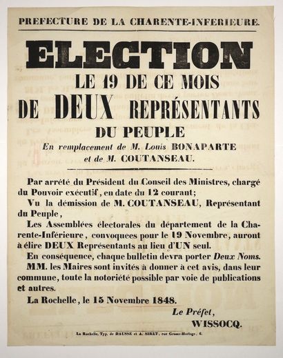 CHARENTE-MARITIME. ÉLECTION DU 19 NOVEMBRE...