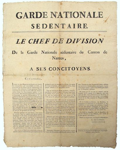 LOIRE ATLANTIQUE. 1797. GARDE NATIONALE SÉDENTAIRE...