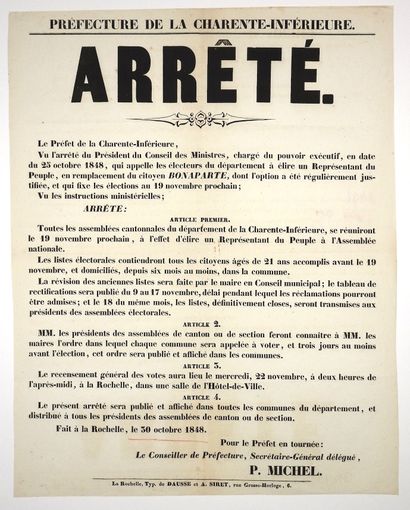 CHARENTE-MARITIME. REMPLACEMENT DE LOUIS-NAPOLÉON-BONAPARTE...