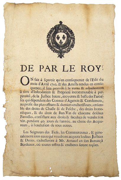 COMTÉS D’AGENOIS et CONDOMOIS. 1702. “De...