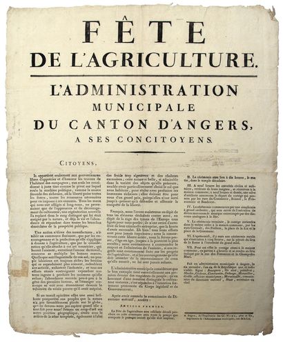 MAINE-ET-LOIRE. 1798. « FÊTE DE L’AGRICULTURE...