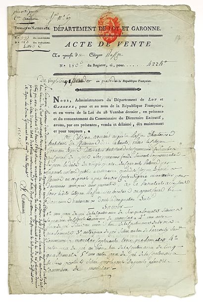 LOT-ET-GARONNE. DOMAINES NATIONAUX - Expédition...